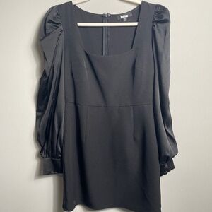 LULUS - Delightful Love, Black Balloon Sleeve Mini Dress, Size M
